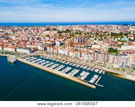 Santander City Aerial Panoramic View. Santander Is The Capital Of The Cantabria Region In Spain