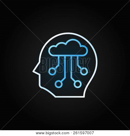Ai Head Vector Colored Icon Or Symbol In Thin Line Style On Dark Background
