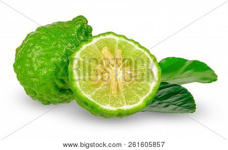 Bergamot Isolated On White With Clipping Path.