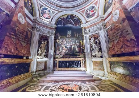 Rome, Italy - March 20, 2018: The Interior Of The Chigi  Chapel In Basilica Of Santa Maria Del Popol