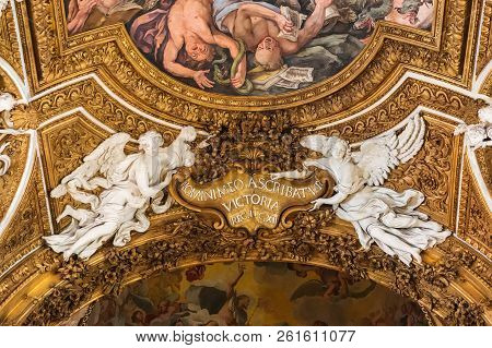 Rome, Italy - March 20, 2018: Interior Of The Church Of Saint Mary Of Victory (santa Maria Della Vit
