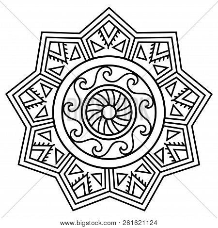 Circular Pattern In Form Of Mandala. Traditional Ornaments Of Maori People For Tattoo - Moko Style.
