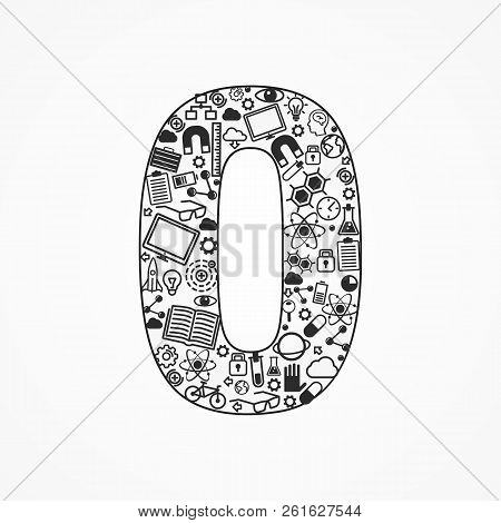 A Set Technology Icons Shaped As Zero Number. Vector Illustration