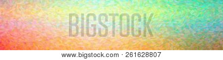 Illustration Of Green And Orange Impressionist Pointlilism Background, Abstract Paint