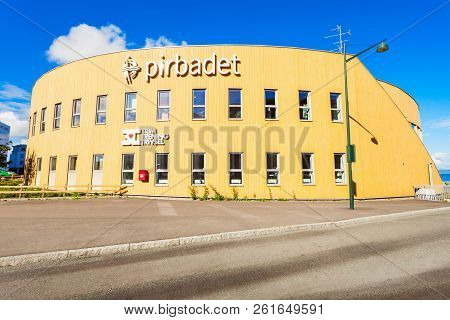 Trondheim, Norway - August 03, 2017: Pirbadet Waterpark Is A Largest Indoor Swimming Pool In Norway,