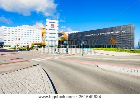 Trondheim, Norway - August 03, 2017: Clarion Hotel And Congress Trondheim, Located By The Harbour In