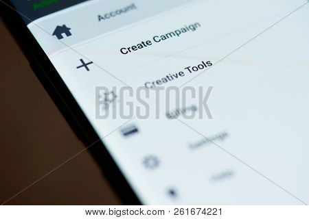 New York, Usa - October 4, 2018: Ad Campaign For Facebook On Smartphone Screen Close Up View