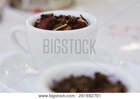 Herbal Tea Cup With Bright Colorful Petals