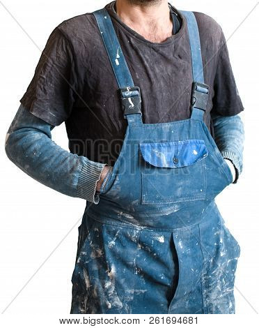 Isolated Dirty Uniform Or Boilersuit - Working Dress Of House-painter In House Is Under Construction