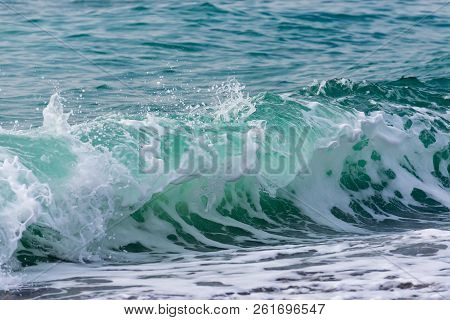 Raging Black Sea. Big Wave With Sea Foam