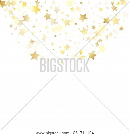 Flying Gold Star Sparkle Vector With White Background. Decorative Gold Gradient Christmas Sparkles G