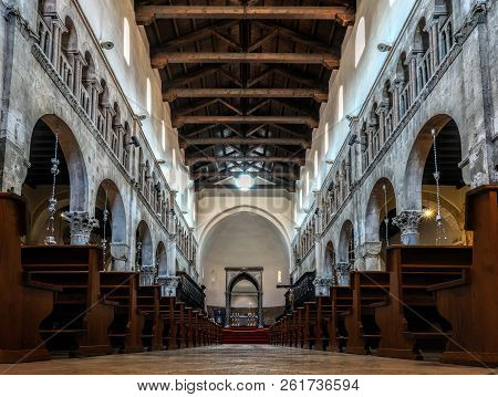 Zadar, Croatia, July 23, 2018: Interior Of The Zadar Cathedral Of St. Anastasia In Zadar, Croatia, C