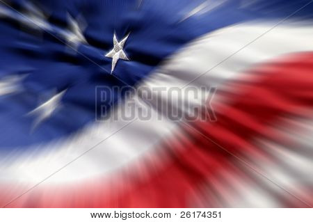 Detalje nærbillede af amerikanske Flag med fokus på en hvid stjerne