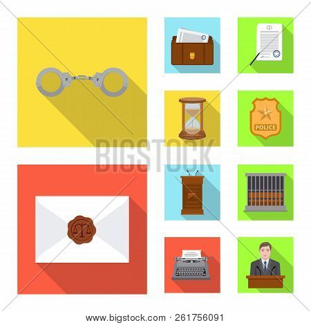 Isolated Object Of Law And Lawyer Symbol. Set Of Law And Justice Vector Icon For Stock.