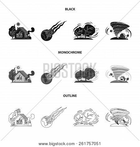 Vector Illustration Of Natural And Disaster Logo. Set Of Natural And Risk Stock Vector Illustration.