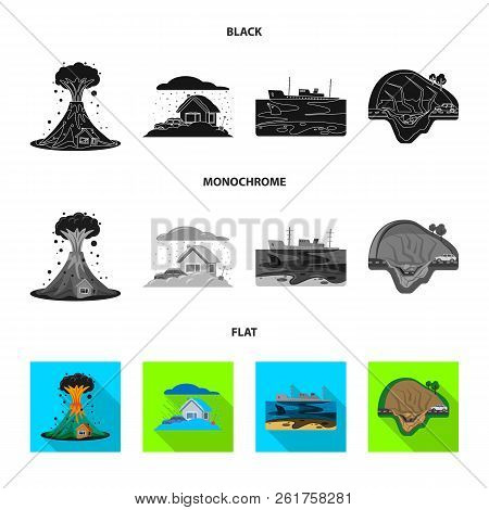 Vector Design Of Natural And Disaster Icon. Collection Of Natural And Risk Vector Icon For Stock.