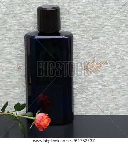 Eau De Toilette, Large Perfume Bottle In Front Of The Satin Wallcovering Elysee Decorated With An En