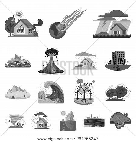 Vector Illustration Of Natural And Disaster Sign. Collection Of Natural And Risk Stock Vector Illust
