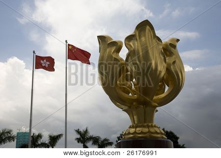Golden Bauhinia statue 1