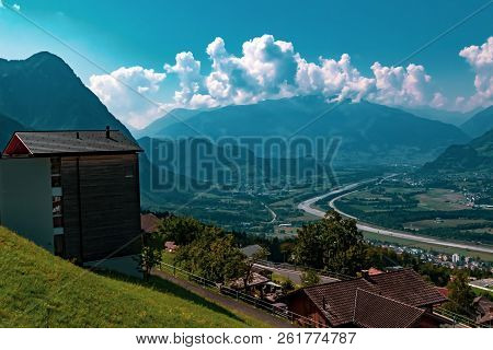 Triesenberg, Liechtenstein, 20th August 2018:- A View Of Triesenberg In Central Liechtenstein. Tries