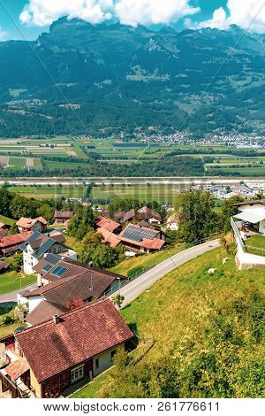 Triesenberg, Liechtenstein, 20th August 2018:- A View Of Triesenberg In Central Liechtenstein. Tries