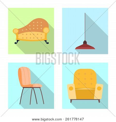 Vector Illustration Of Furniture And Apartment Icon. Set Of Furniture And Home Stock Symbol For Web.