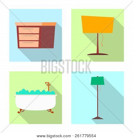 Isolated Object Of Furniture And Apartment Logo. Set Of Furniture And Home Stock Symbol For Web.