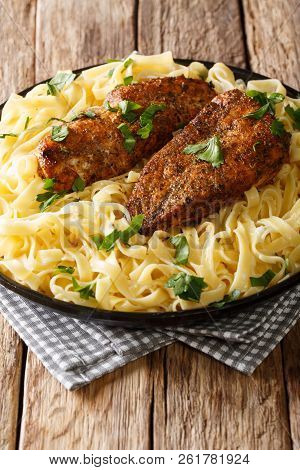 Cooker Chicken Lazone Is Seasoned Breast Fried In Butter, Pressure Cooked Until Tender, Served Over