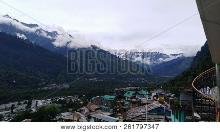 Villages In A Mountain Valley Snow Top