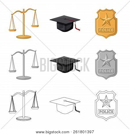 Isolated Object Of Law And Lawyer Sign. Set Of Law And Justice Vector Icon For Stock.