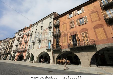 Cuneo, Italy - May 6, 2015: Historic Old Town Of Cuneo On May 6, 2015 In Cuneo, Italy. It Is The Cap