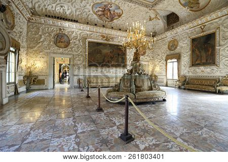 Padova, Italy - Oct 11, 2016: Baroque Interior Of Villa Contarini On Oct 11, 2016 In Padova, Italy. 