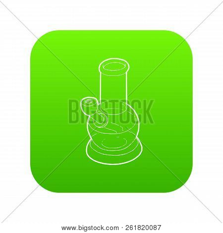 Bong For Smoking Icon Green Vector Isolated On White Background