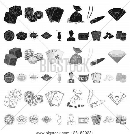 Casino And Gambling Cartoon Icons In Set Collection For Design. Casino And Equipment Vector Symbol S