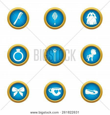 Noblewoman Icons Set. Flat Set Of 9 Noblewoman Vector Icons For Web Isolated On White Background