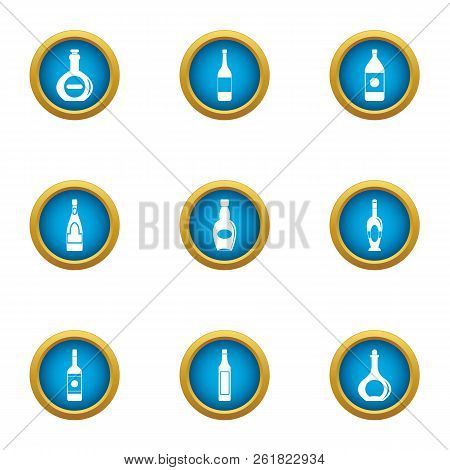 Expensive Glass Icons Set. Flat Set Of 9 Expensive Glass Vector Icons For Web Isolated On White Back