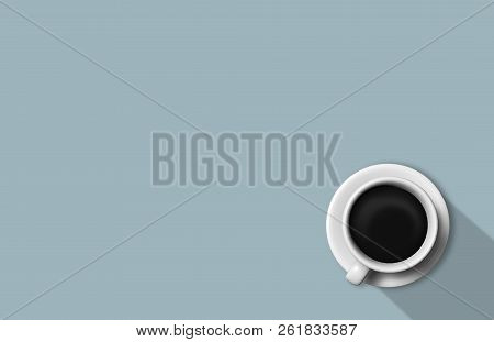 3d Rendering,coffee Cup Blank Flat Lay Top View,gray Blue Color Background