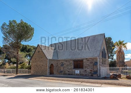 Fraserburg, South Africa, August 7, 2018: A Street Scene, With The Afrikaans Protestant Church, In F