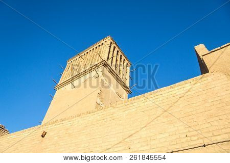 Typical Windtower Made Of Clay Taken In The Streets Of Yazd, Iran. These Towers, Aimed At Cooling Do