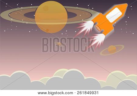 Spacecraft Geared Towards A Vast Space Goal.vector Art And Illustration.