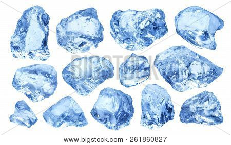 Pieces Of Natural Ice Isolated On White Background