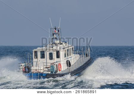 Motorboat - The Boat Of Maritime Office In Roadstead Port Sea Of Swinoujscie