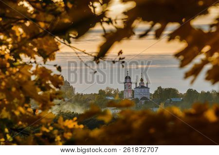 Autumn View Of Borovsk At Sunset, Kaluga Region, Russia.