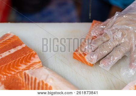 Asian Chef Slice Japanese Food Sashimi Salmon