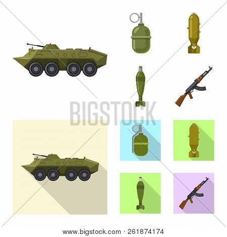 Isolated Object Of Weapon And Gun Symbol. Collection Of Weapon And Army Vector Icon For Stock.