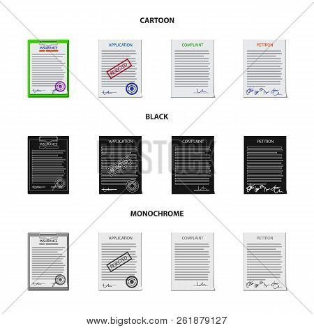 Vector Illustration Of Form And Document Symbol. Set Of Form And Mark Stock Vector Illustration.