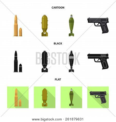Vector Illustration Of Weapon And Gun Sign. Collection Of Weapon And Army Stock Vector Illustration.