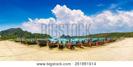 Traditional Thai Boat On Phi Phi Don