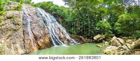 Namuang Waterfall On Koh Samui Island, Thailand In A Summer Day