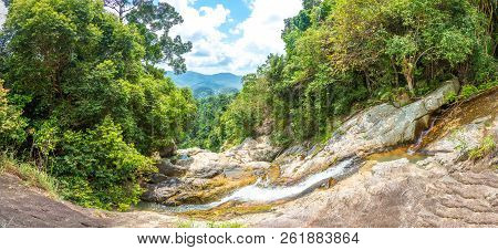 Namuang Waterfall On Koh Samui Island, Thailand In A Summer Day